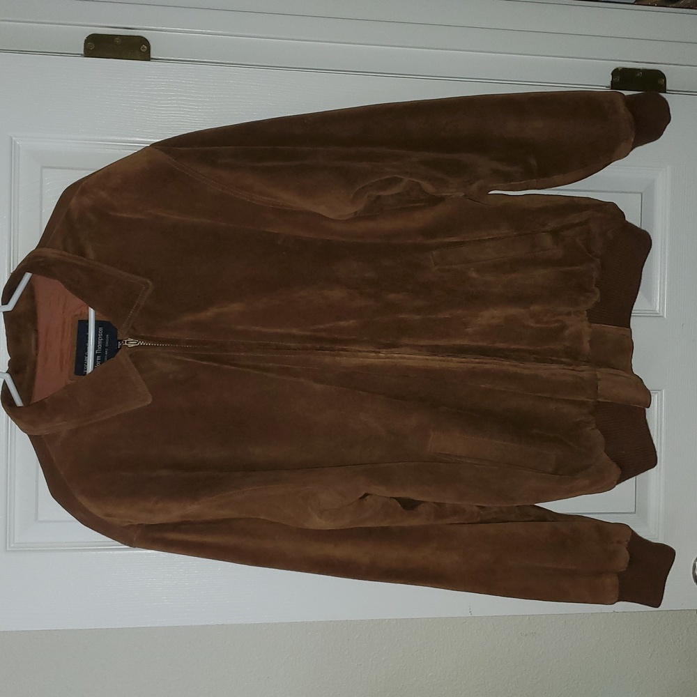 VTG Norm Thompson Brown Suede Bomber Flight Jacket Men's Size TL